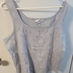 Avenue Light Lavender Floral Embroidered Tank
